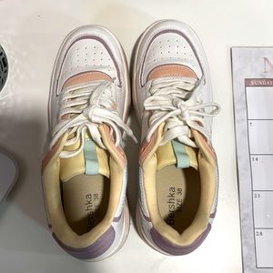 White & colored Bershka shoes